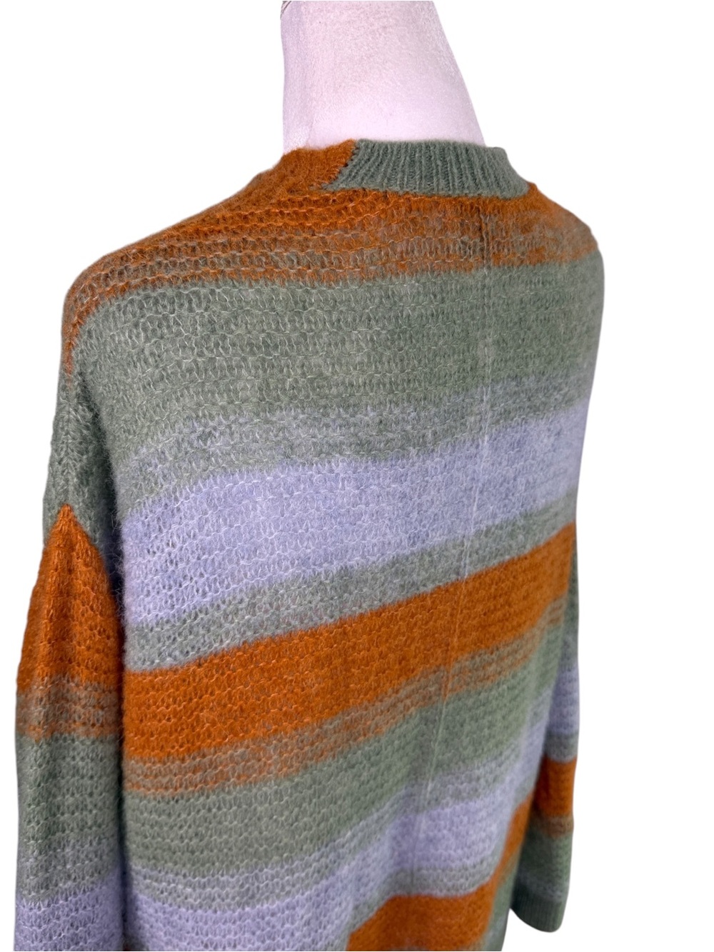 WRAP London Baby Alpaca Merino Wool Striped Cardigan US 12 Boho - Picture 7 of 12